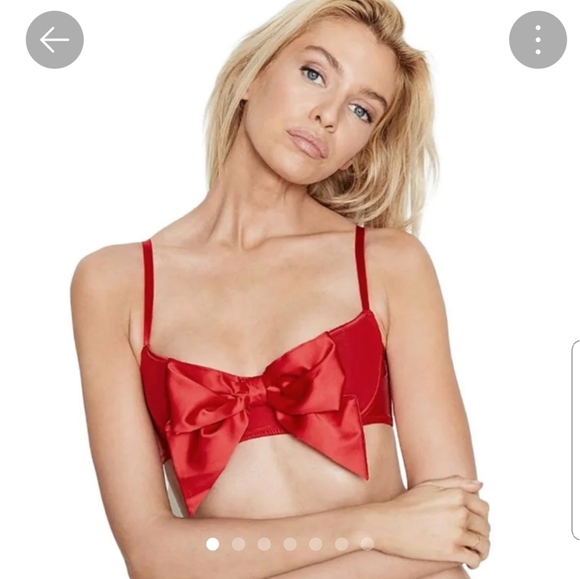 VS Lipstick (Red) Balconette Satin Bow Bra - Picture 2 of 4